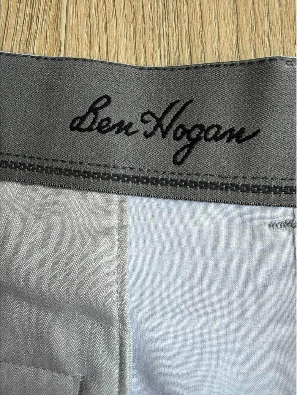 Ben Hogan Golf Shorts Mens 38 Blue Gray Striped Performance Stretch Flat Front
